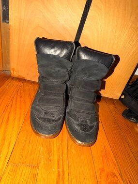 Isabel Marant Wedge Sneakers - Vintage Size 37 Black Suede Leather